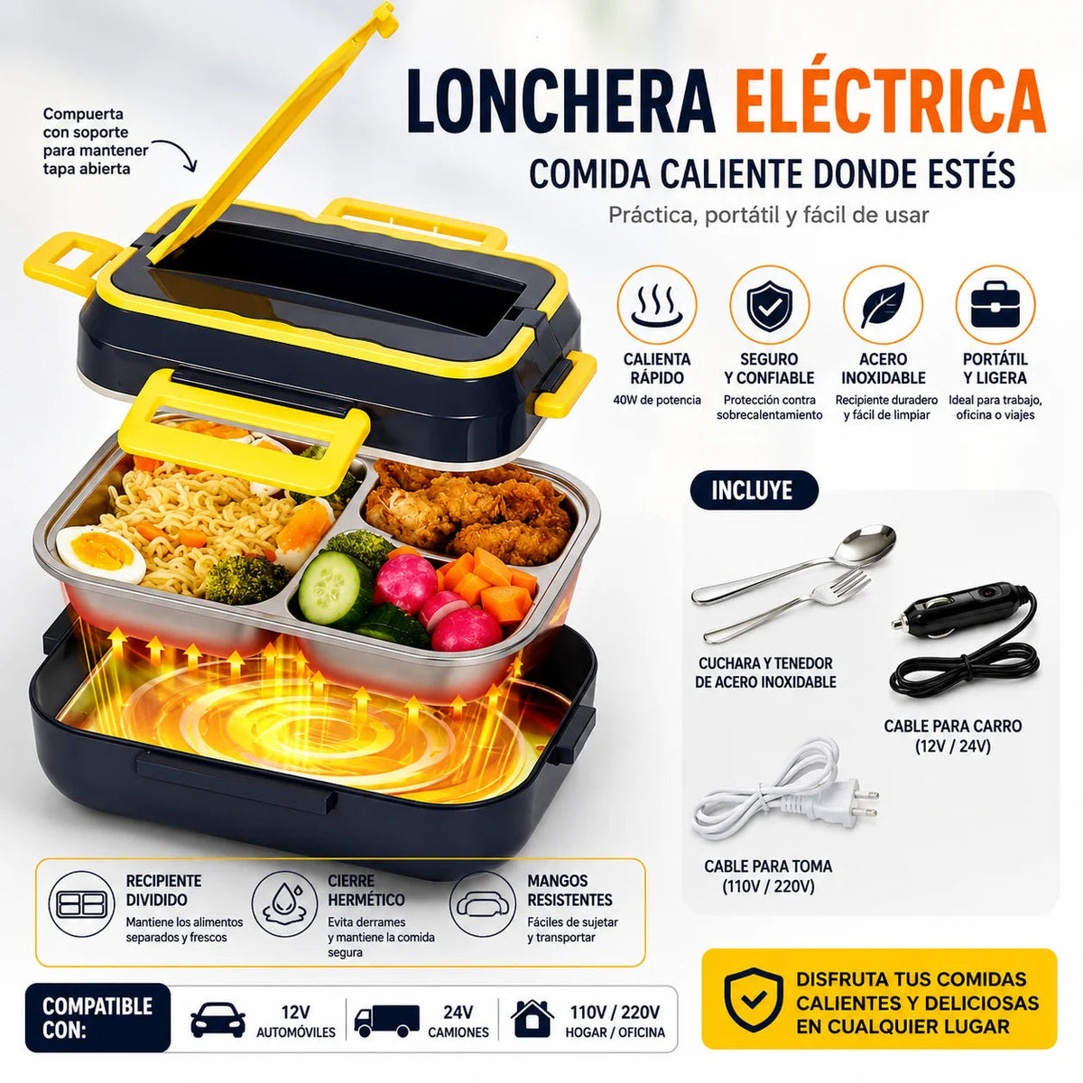 Lonchera Calentador Comida Portatil Auto