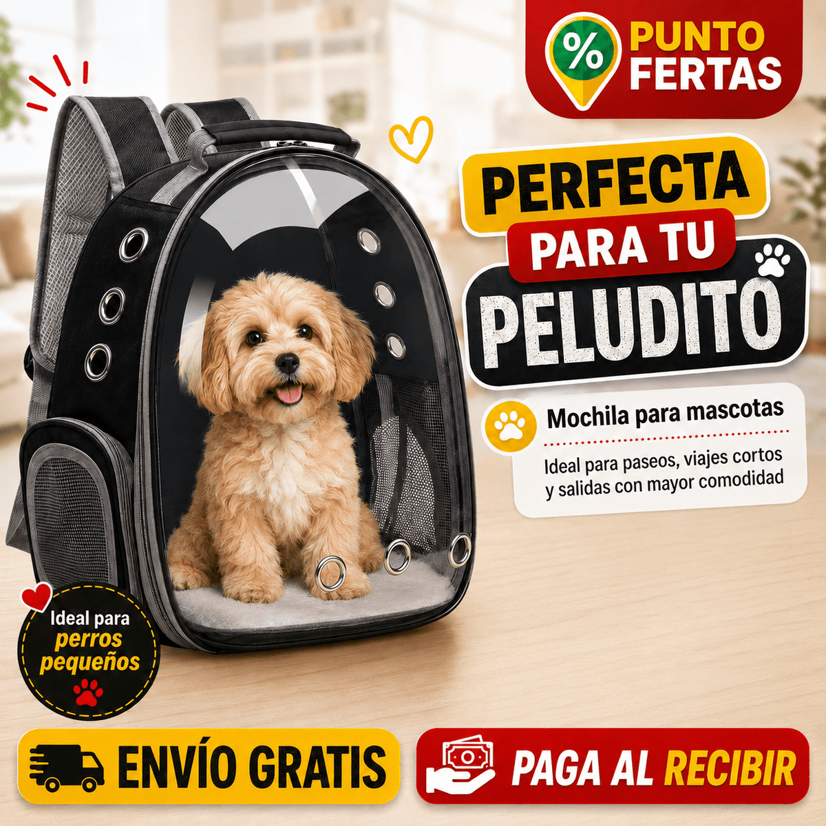 Mochila Bolso Transparente Mascota